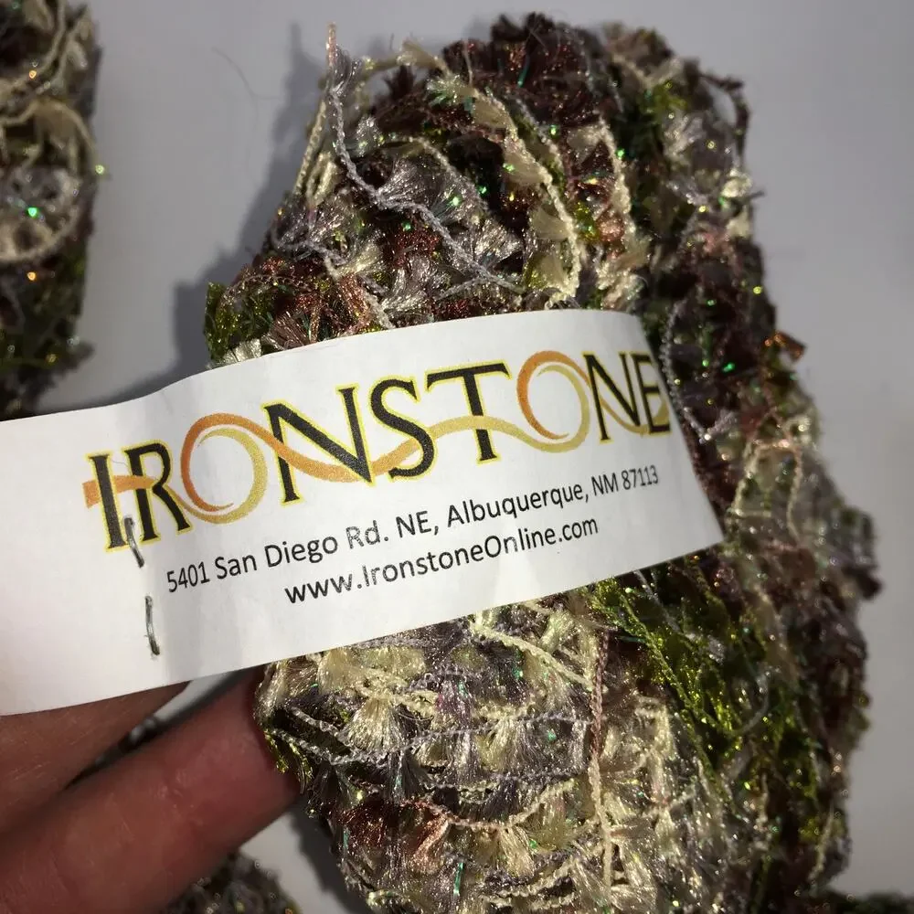 Ironstone Yarn Hot Stuff Yarn Moss *Lot of 5* Eyelash Acrylic Blend Green/Brown